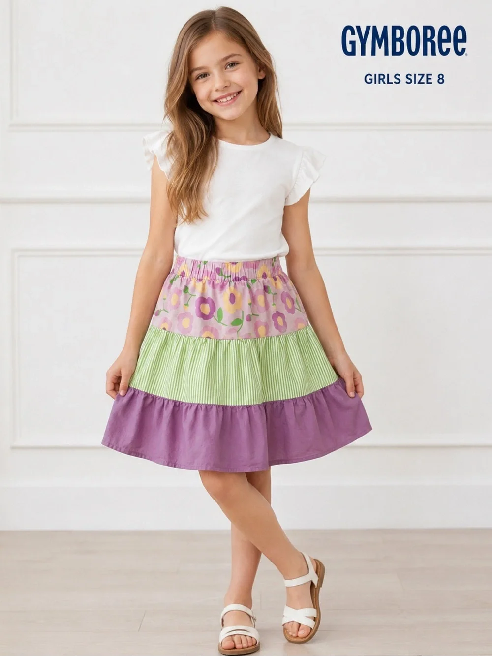 GYMBOREE Floral and Striped Multicolor girls Skirt/size 8